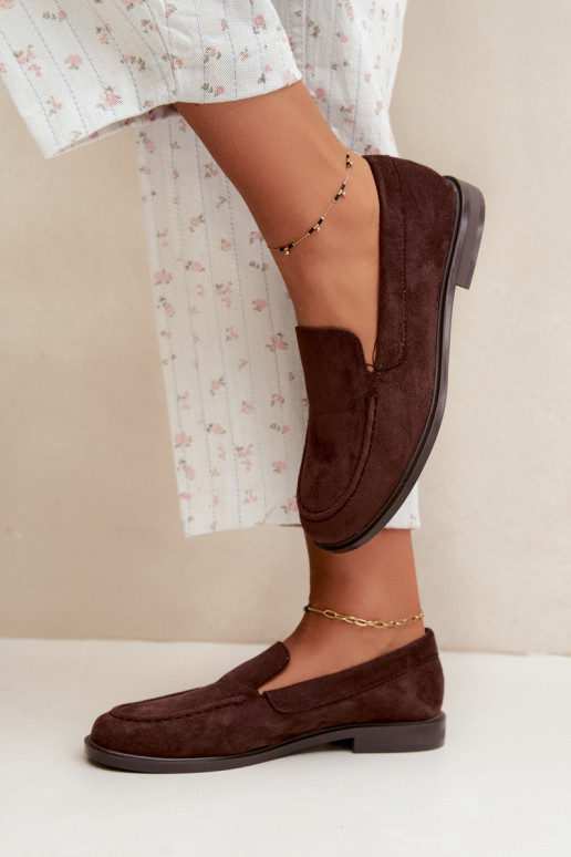 Mocassins en chocolat pour femmes en simili daim Laisie