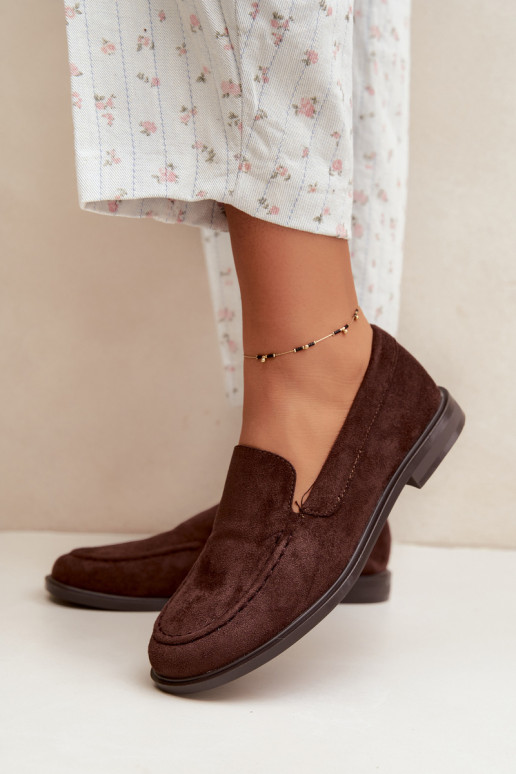 Mocassins en chocolat pour femmes en simili daim Laisie