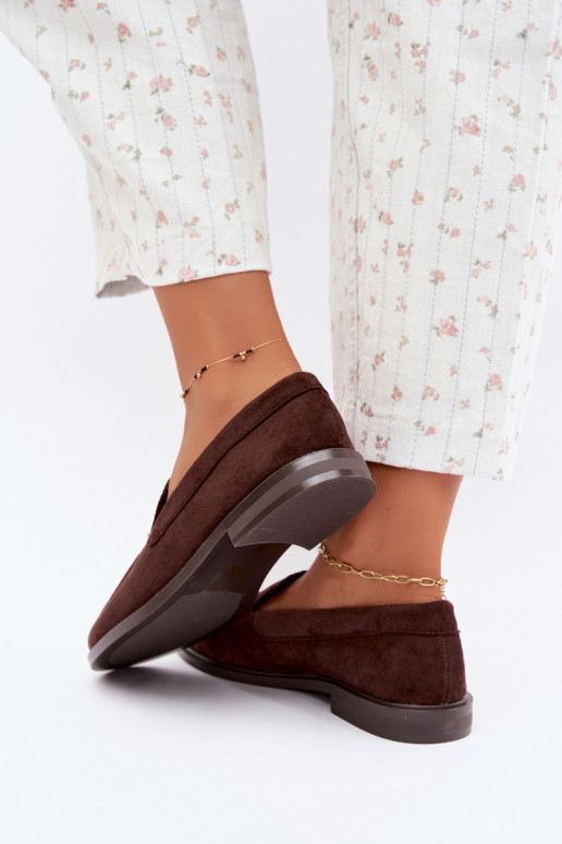 Mocassins en chocolat pour femmes en simili daim Laisie