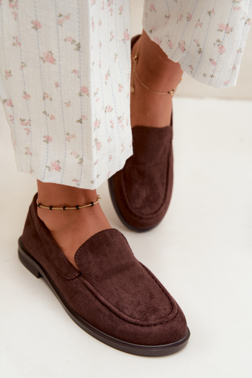Mocassins en chocolat pour femmes en simili daim Laisie