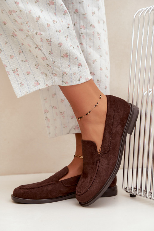 Mocassins en chocolat pour femmes en simili daim Laisie