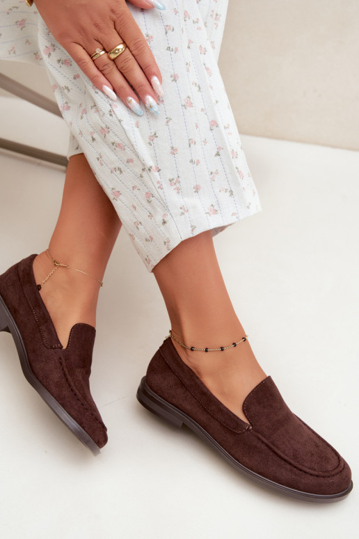 Mocassins en chocolat pour femmes en simili daim Laisie