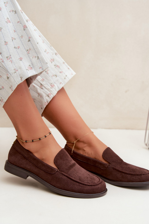 Mocassins en chocolat pour femmes en simili daim Laisie