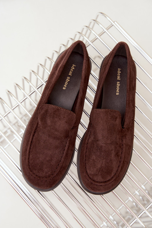 Mocassins en chocolat pour femmes en simili daim Laisie