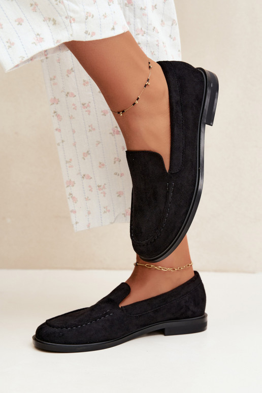 Mocassins noirs pour femmes en simili daim Laisie
