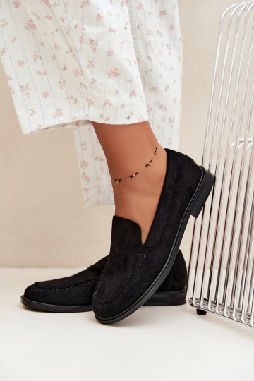 Mocassins noirs pour femmes en simili daim Laisie 2