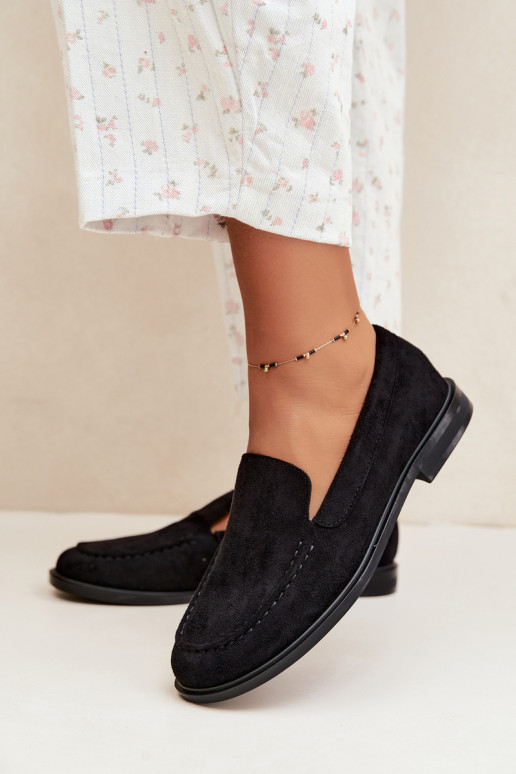 Mocassins noirs pour femmes en simili daim Laisie