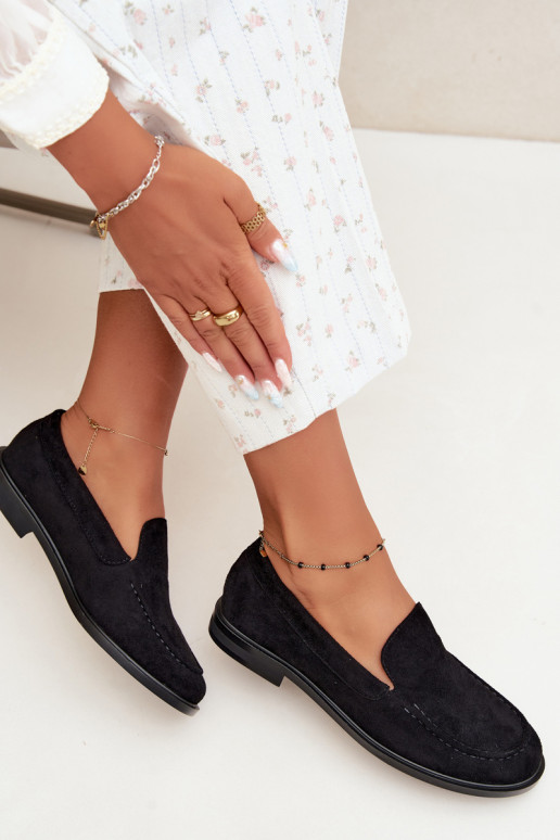 Mocassins noirs pour femmes en simili daim Laisie