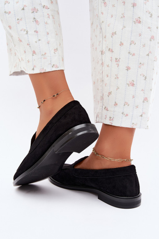 Mocassins noirs pour femmes en simili daim Laisie