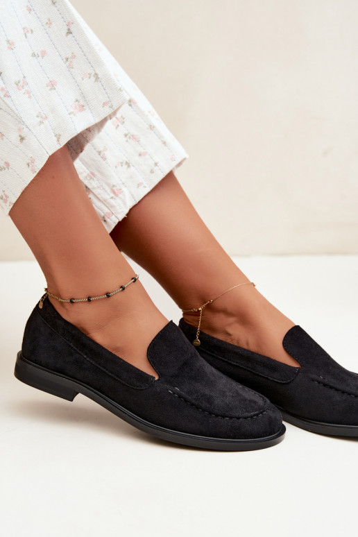 Mocassins noirs pour femmes en simili daim Laisie