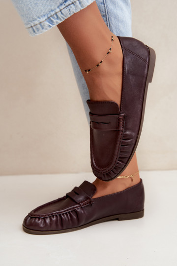 Mocassins pour femmes avec volants couleur bordeaux Sabley