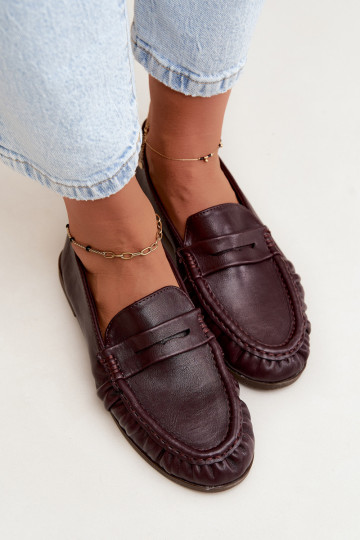 Mocassins pour femmes avec volants couleur bordeaux Sabley 2