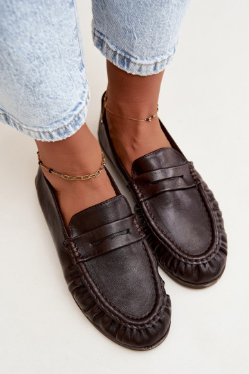 Mocassins pour femmes avec volants couleur chocolat Sabley 2