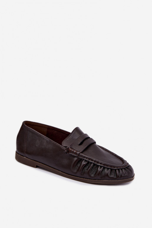 Mocassins pour femmes avec volants couleur chocolat Sabley
