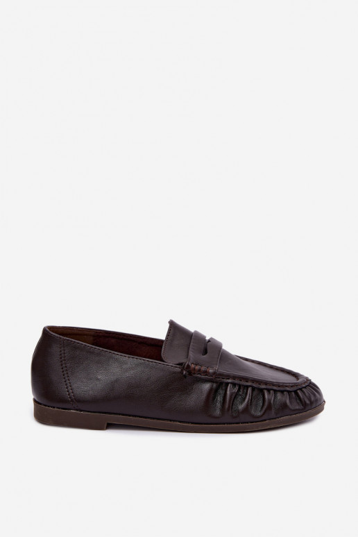 Mocassins pour femmes avec volants couleur chocolat Sabley