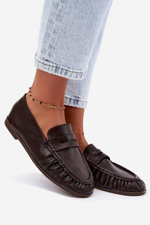 Mocassins pour femmes avec volants couleur chocolat Sabley