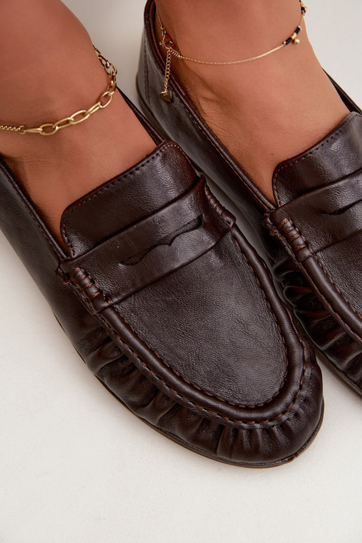 Mocassins pour femmes avec volants couleur chocolat Sabley