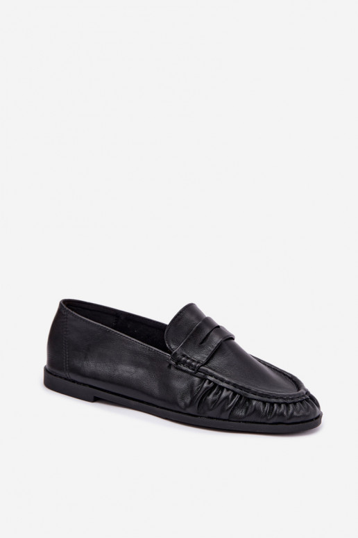Mocassins pour femmes avec volants couleur noire Sabley
