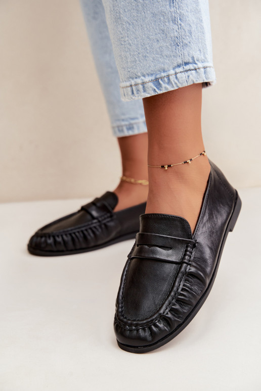 Mocassins pour femmes avec volants couleur noire Sabley