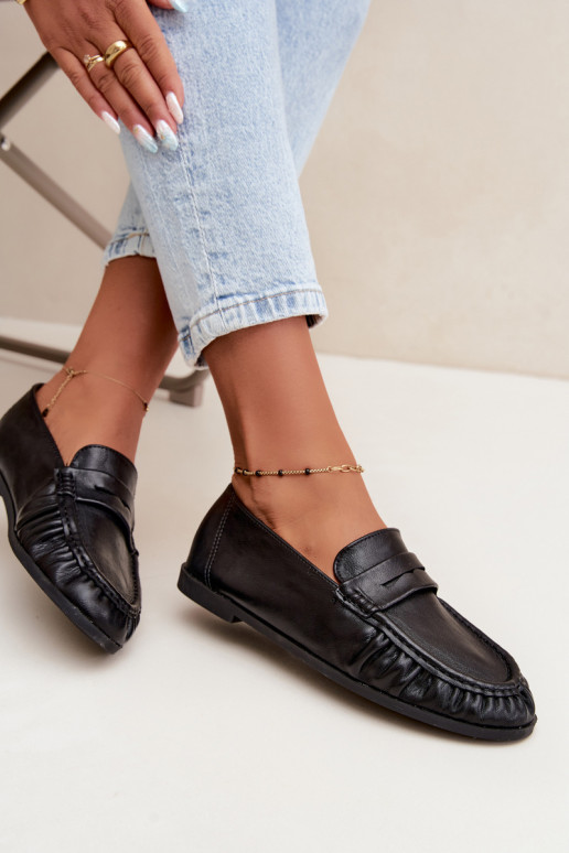 Mocassins pour femmes avec volants couleur noire Sabley