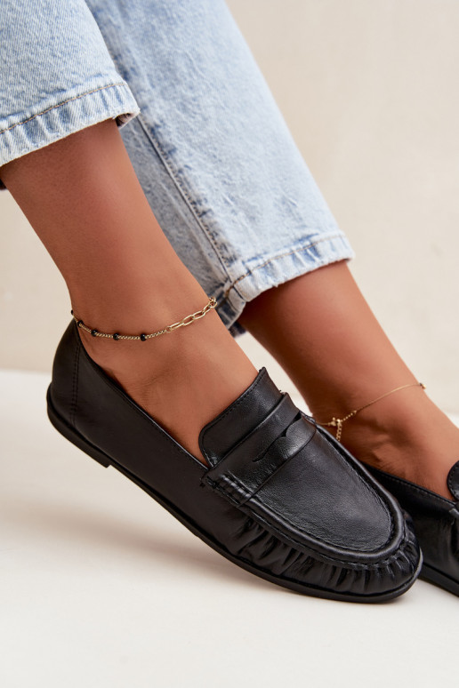 Mocassins pour femmes avec volants couleur noire Sabley