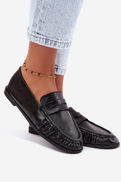 Mocassins pour femmes avec volants couleur noire Sabley