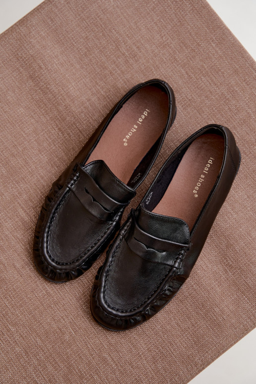 Mocassins pour femmes avec volants couleur noire Sabley