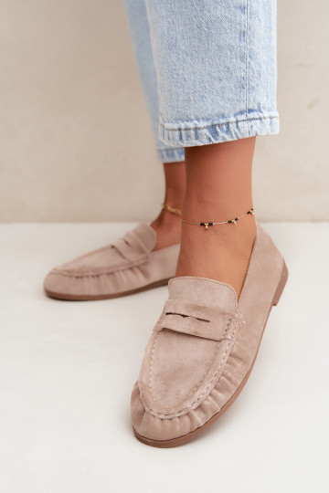 Mocassins pour femmes avec volants en daim synthétique couleur sable Sabley 2