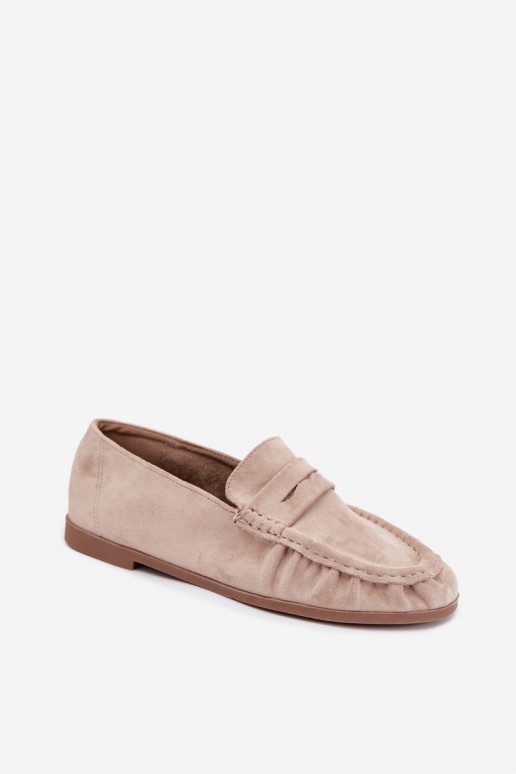 Mocassins pour femmes avec volants en daim synthétique couleur sable Sabley