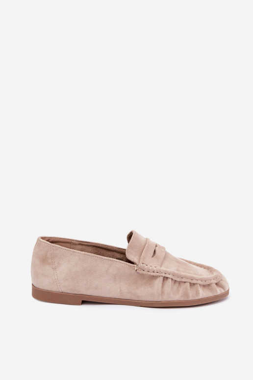 Mocassins pour femmes avec volants en daim synthétique couleur sable Sabley