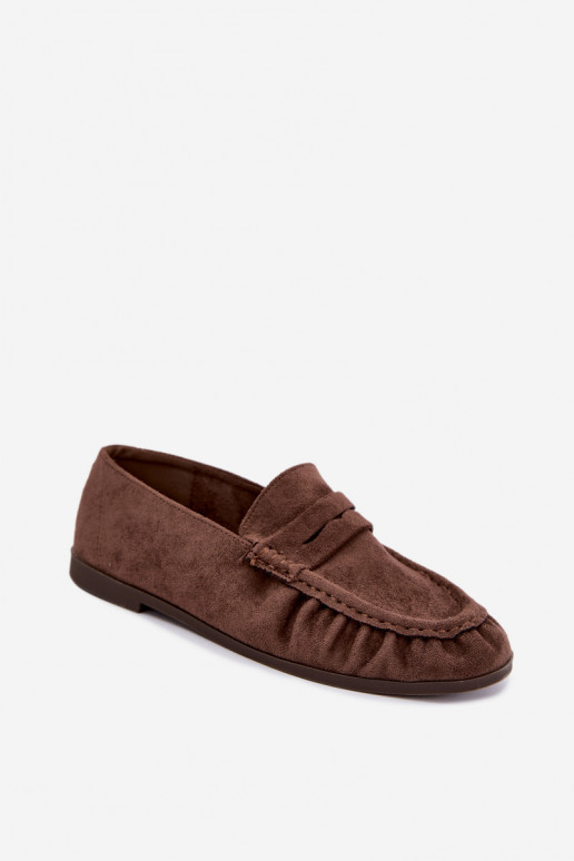 Mocassins pour femmes avec volants en daim synthétique couleur marron Sabley