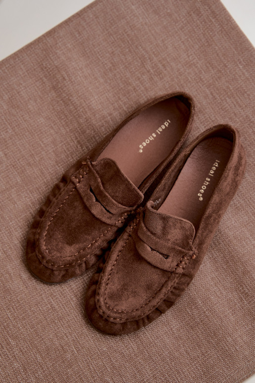 Mocassins pour femmes avec volants en daim synthétique couleur marron Sabley