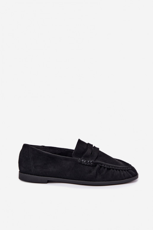 Mocassins pour femmes avec volants en daim synthétique couleur noire Sabley