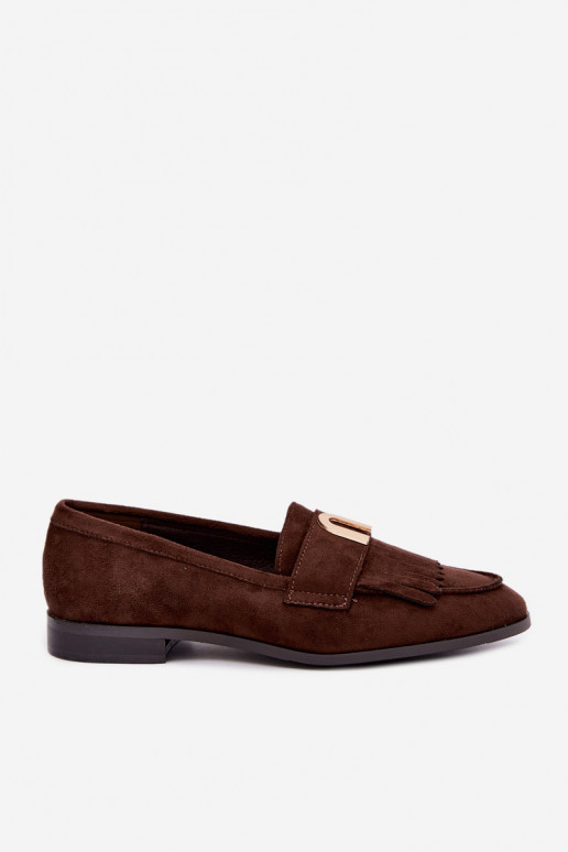Mocassins en chocolat pour femmes avec franges et détails dorés Brenis