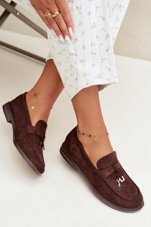 mocassins pour femmes en daim synthétique chocolat Raylie
