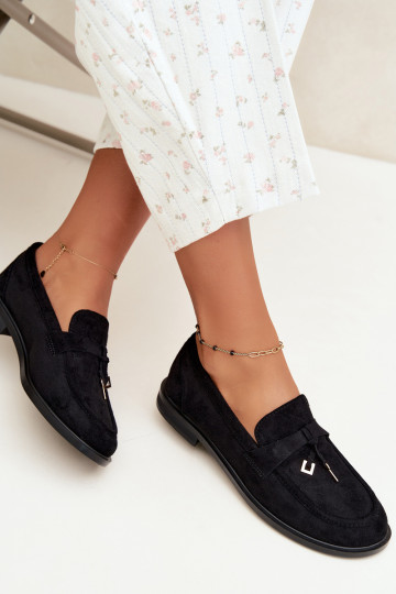mocassins pour femmes en daim synthétique noirs Raylie