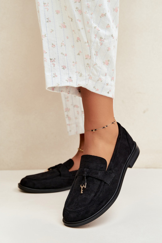 mocassins pour femmes en daim synthétique noirs Raylie