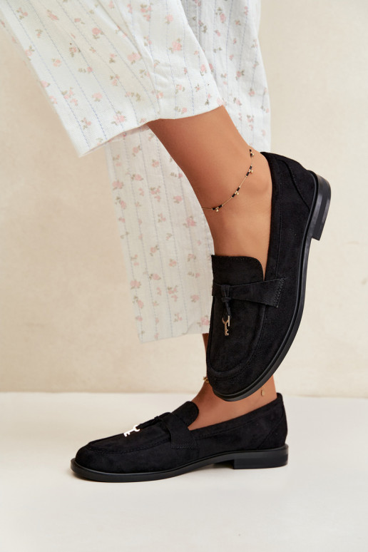 mocassins pour femmes en daim synthétique noirs Raylie