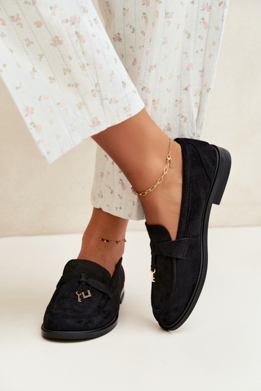 mocassins pour femmes en daim synthétique noirs Raylie