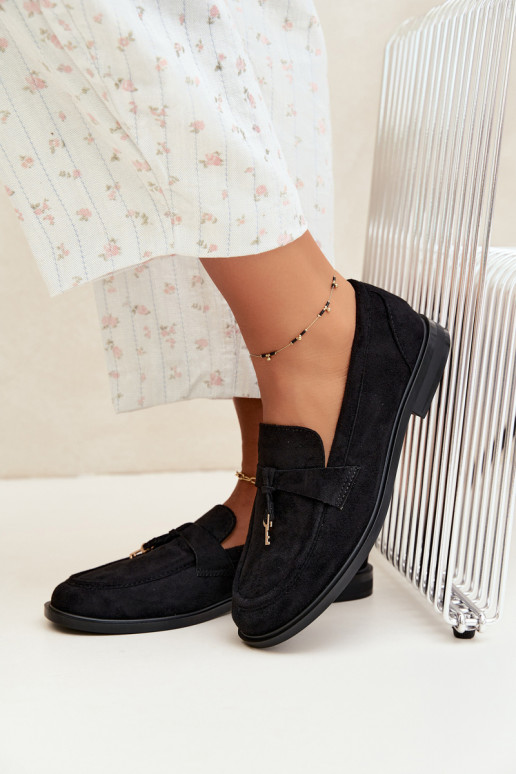 mocassins pour femmes en daim synthétique noirs Raylie