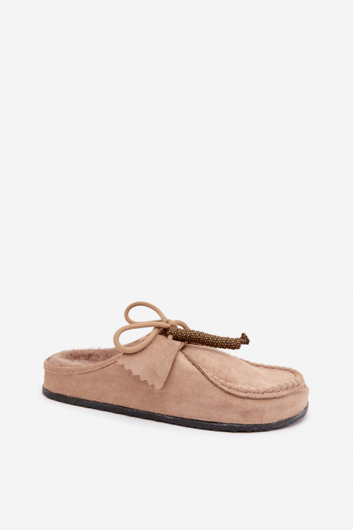 chaussons pour femmes Mule avec fourrure couleur sable Melia