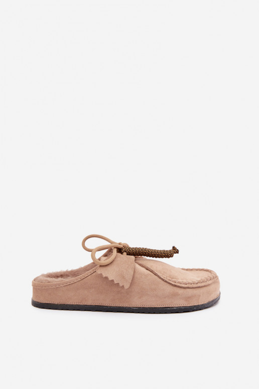 chaussons pour femmes Mule avec fourrure couleur sable Melia