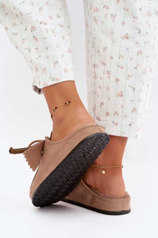 chaussons pour femmes Mule avec fourrure couleur sable Melia