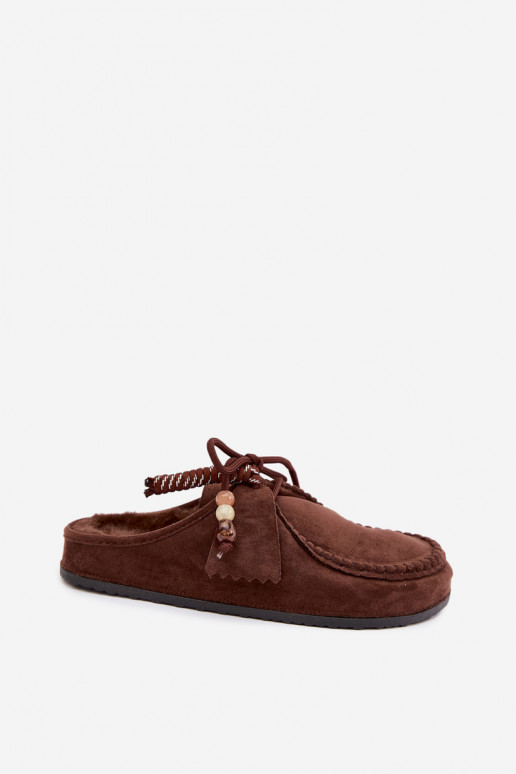 chaussons pour femmes Mule avec fourrure couleur chocolat Melia