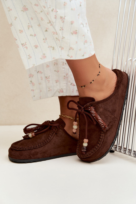 chaussons pour femmes Mule avec fourrure couleur chocolat Melia