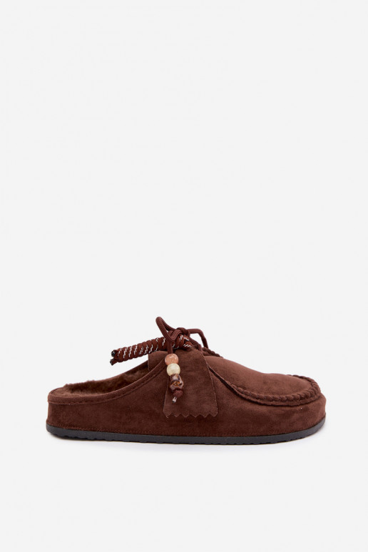 chaussons pour femmes Mule avec fourrure couleur chocolat Melia