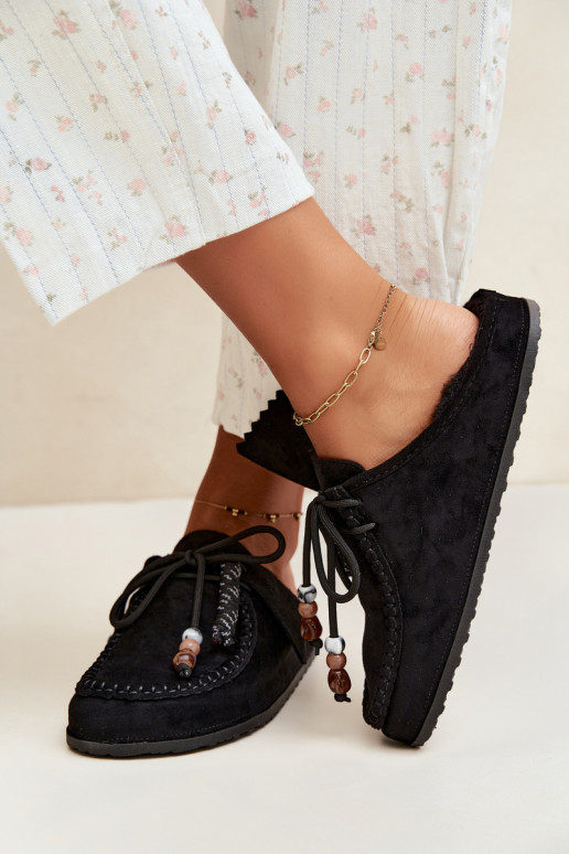 chaussons pour femmes Mule avec fourrure noirs Melia