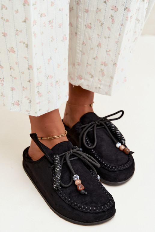 chaussons pour femmes Mule avec fourrure noirs Melia
