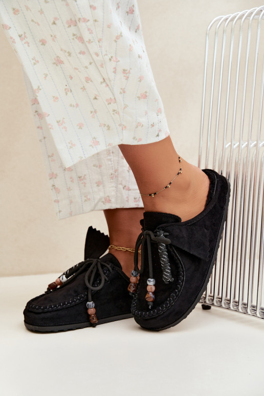 chaussons pour femmes Mule avec fourrure noirs Melia