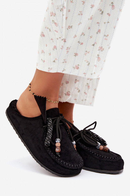chaussons pour femmes Mule avec fourrure noirs Melia
